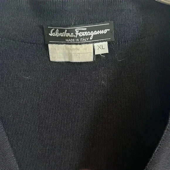 Vintage Salvatore Ferragamo Navy Wool Cardigan Sweater - Picture 3 of 4